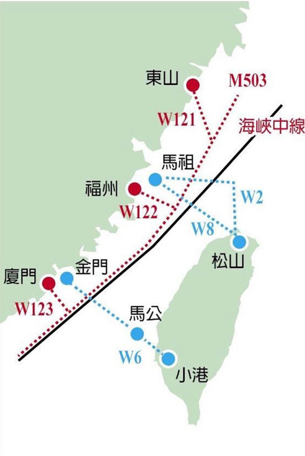 国台办突然宣布:正式启用M503航线W121衔接线