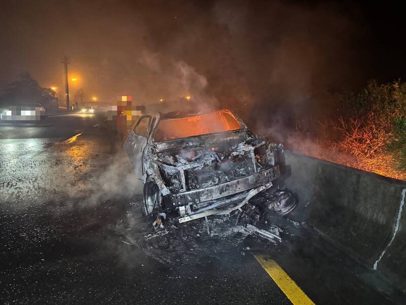 国道一号北上272.3公里嘉义水上段发生严重车祸。（国道警方提供）