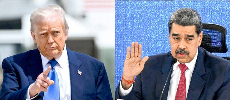 美国总统川普（右）近期加强对委内瑞拉总统马杜罗（左）的施压，甚至授权CIA进行秘密行动。（法新社档案照）