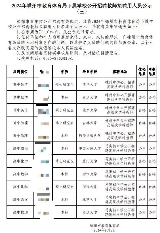 清北毕业生入职浙江县级中学，原因竟是这105万