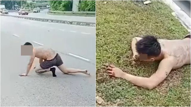 ▲▼台男在大马暴毙！ 裸躺马路「狂吞泥土」 生前被友逼吸毒。 （图/翻摄中国报）