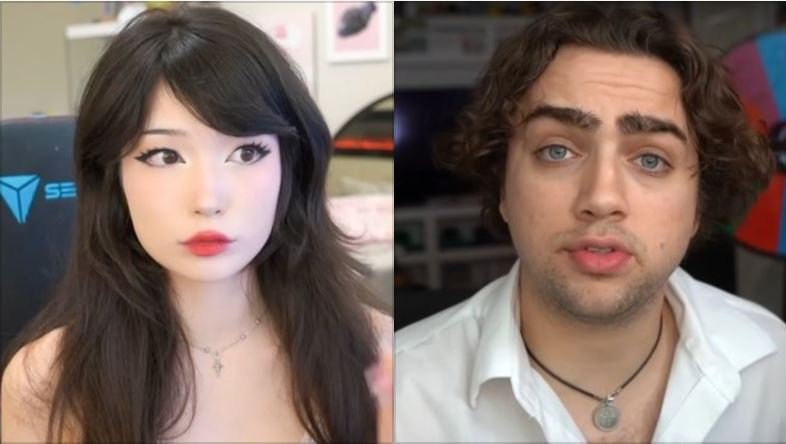 Twitch主播Emiru（左）指控其同僚主播Mizkif殴打、辱骂、跟踪、骚扰和威胁勒索。 （图/翻摄X@Dexerto）