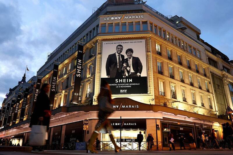 Shein预计5日在巴黎BHV百货公司内，开设全球首间实体店面，已有逾10万人连署反对Shein进驻巴黎。（路透）