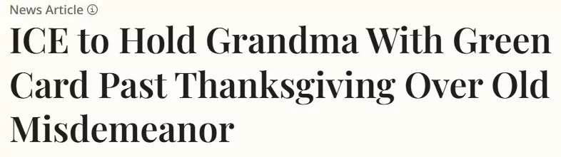 女子持绿卡30年 入境仍在机场被抓 羁押中过感恩节