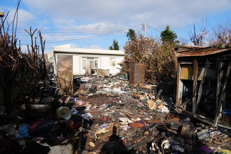 北辰市场网红名店老张烧饼店菓叶基地，惨遭祝融肆虐。（图由澎湖县政府提供）