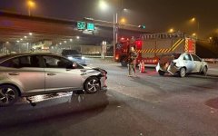 国3柳营交流道2车追撞  挨撞轿车「屁股开花」