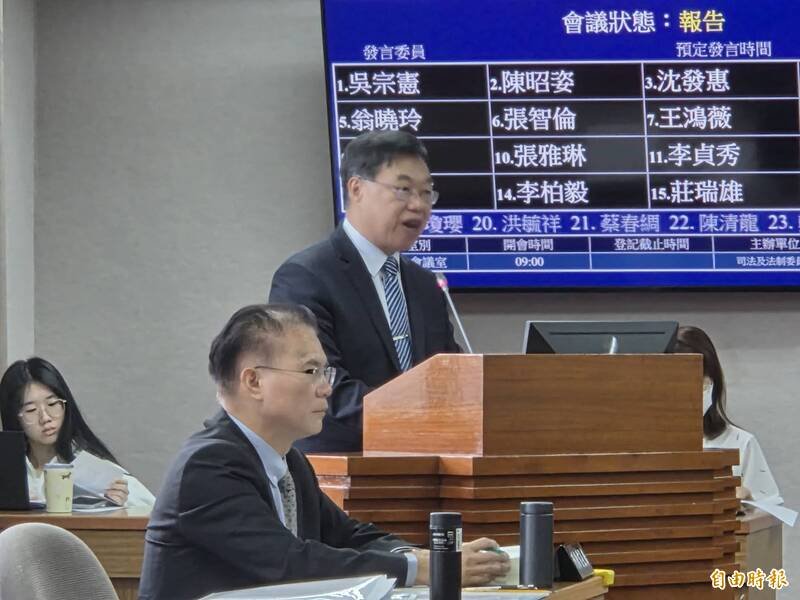 总统赖清德提名徐锡祥出任新任检察总长，图为今日质询画面。（记者刘咏韵摄）