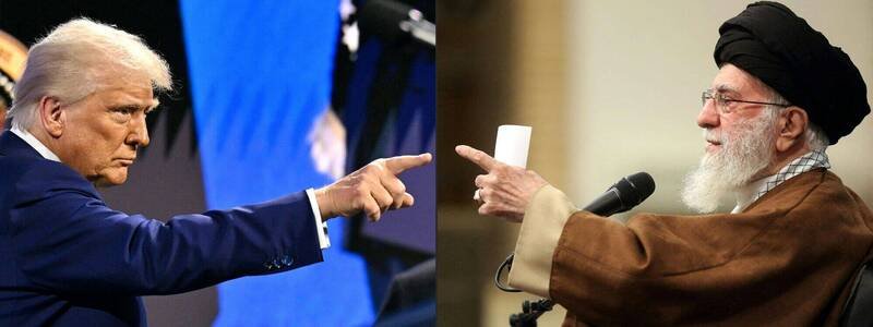 美国总统川普（左）与伊朗最高领袖哈米尼（右）。（法新社）