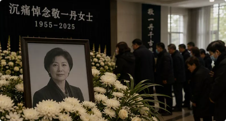 敬一丹遗体完成火化，丈夫神情悲痛